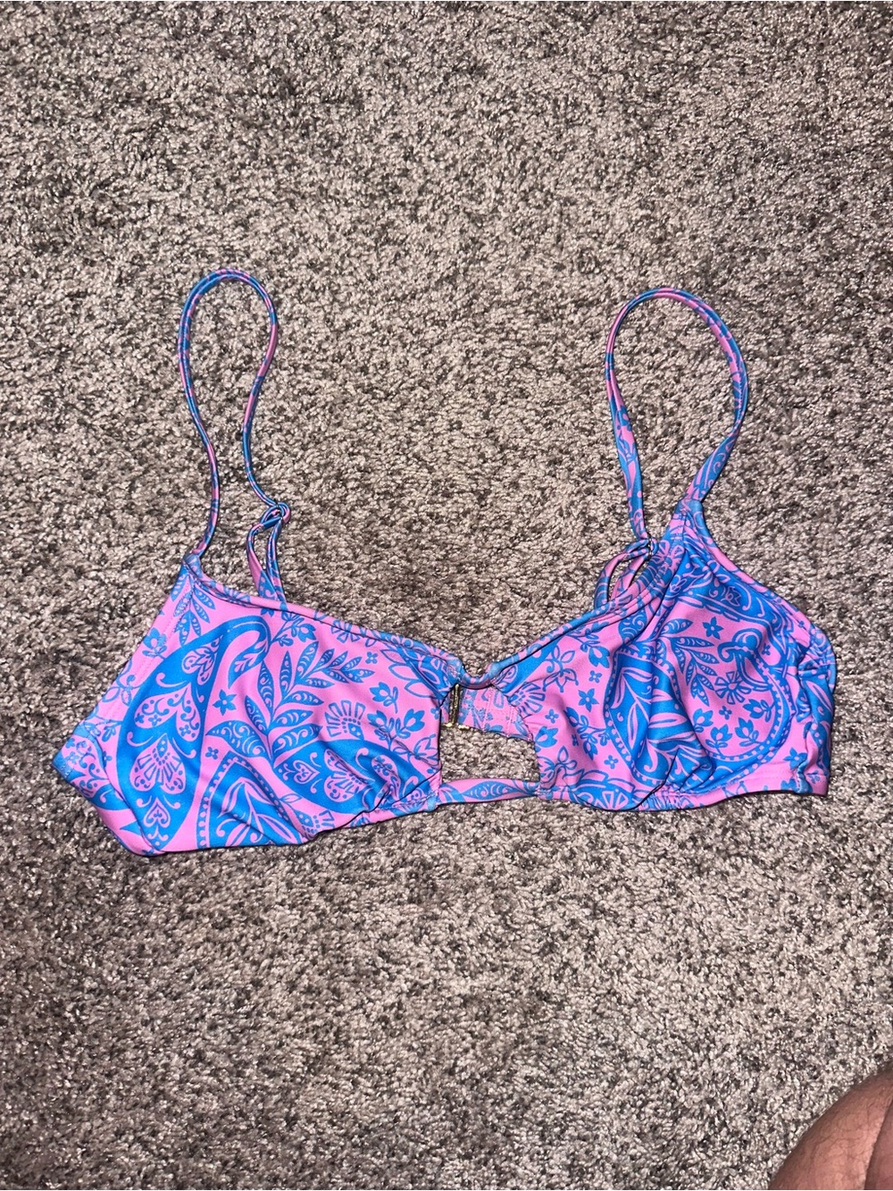 wild fable Pink and Blue Paisley Bikini Top with Ring Detail
